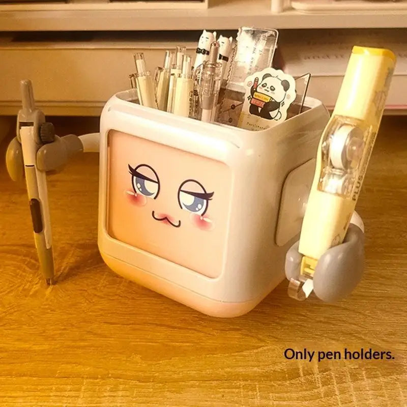 Creative Big Eyes Pencil Holder With Hook Table Stationery Storage Box Pen Holder Rack Student Children Girls Desk Organizer