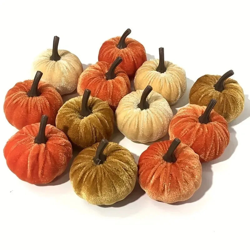 Velvet Artificial Pumpkin Decoration Desktop Pumpkin Ornament Christmas Thanksgiving