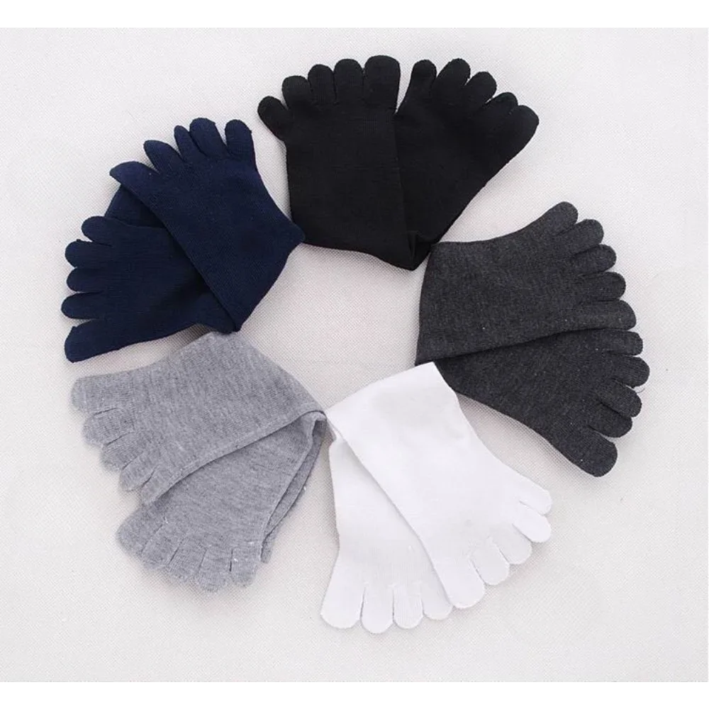 5 Pairs Socks with Fingers Fashion Sweat-absorbing Breathable Toe Socks Men's Comfortable Cotton Elastic Sports Business Socks