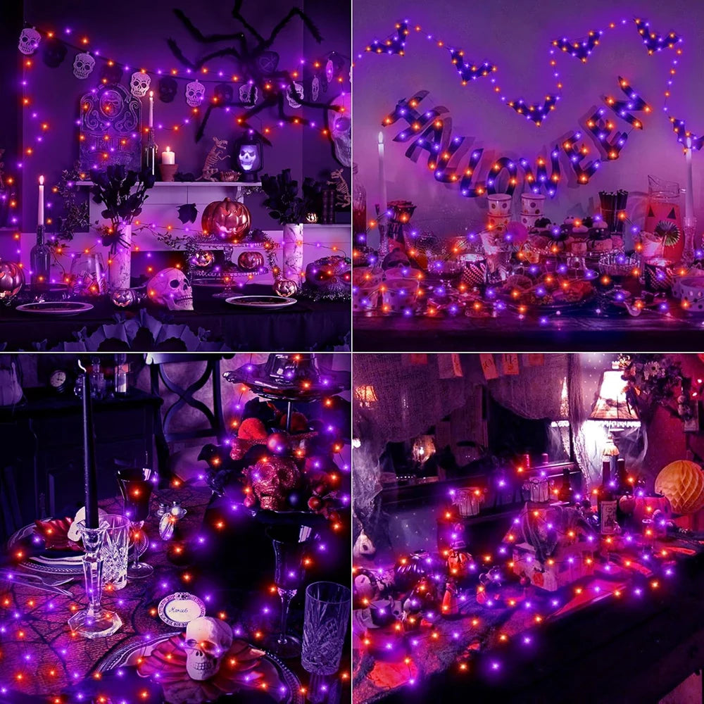 5M-20M LED Halloween Purple Orange String Fairy Lights Outdoor