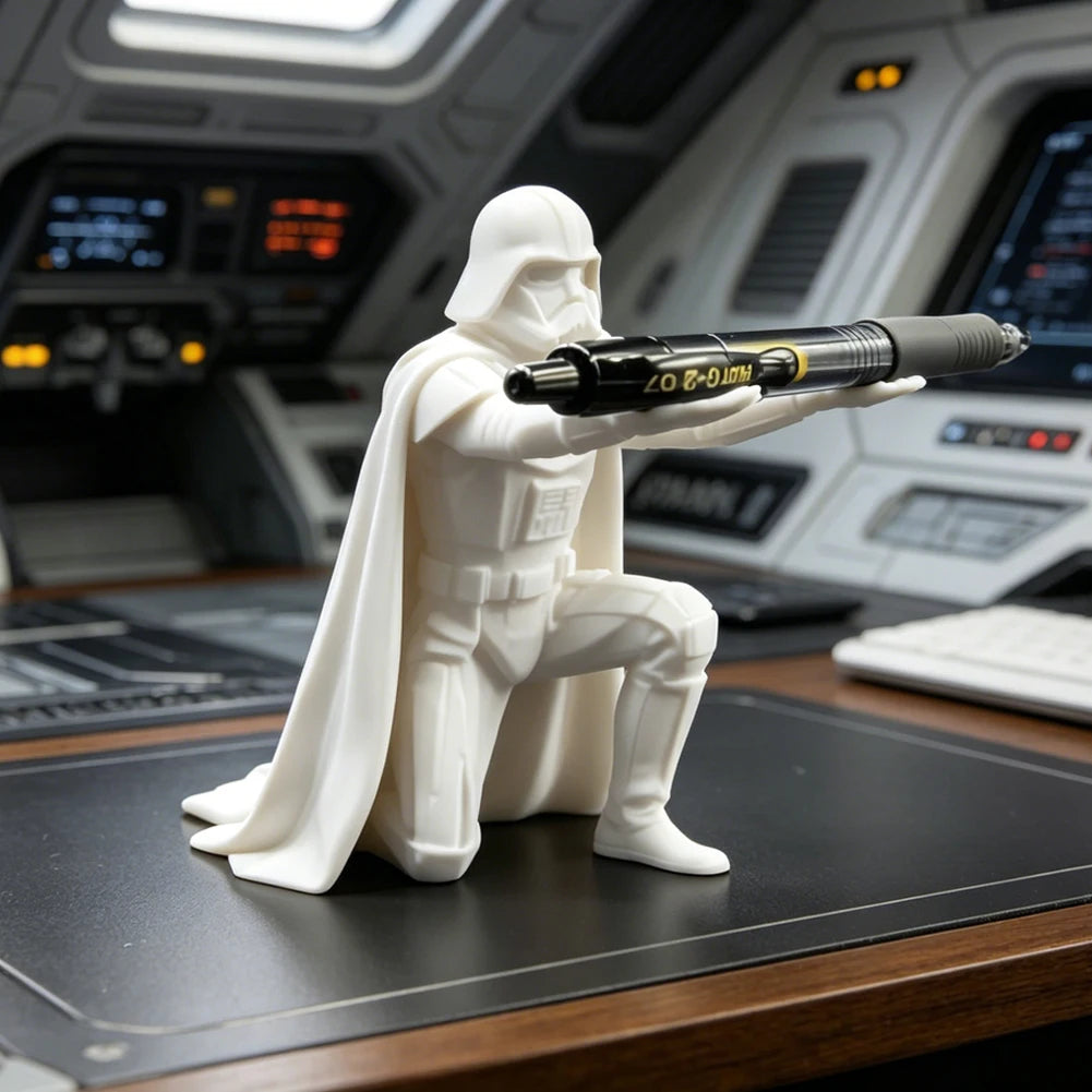 Creative Black Warrior Pen Holder Kneeling Commander Pencil Stand