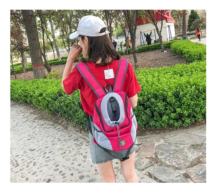 Pet Backpack Carrier for Small Dogs & Cats - Front-Folded Travel Backpack with Ventilation Mesh & Harness-Like Zipper Lock