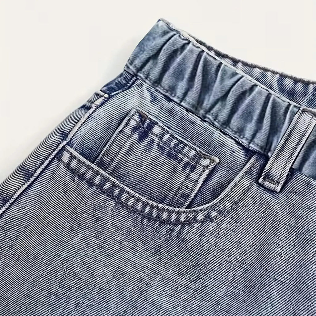 Fashion Teenager Girls Denim Pants Boys Star Raw Edge Patchwork
