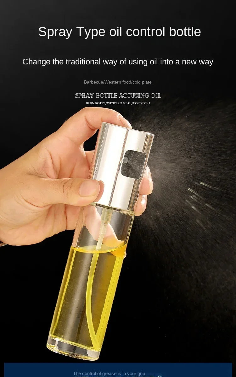 New Stainless Steel Oil Dispenser Glass Silicone Wrap Grill BBQ Sprayer Pot Gravy Boats Tools for Cooking Olive Oil Spray Bottle