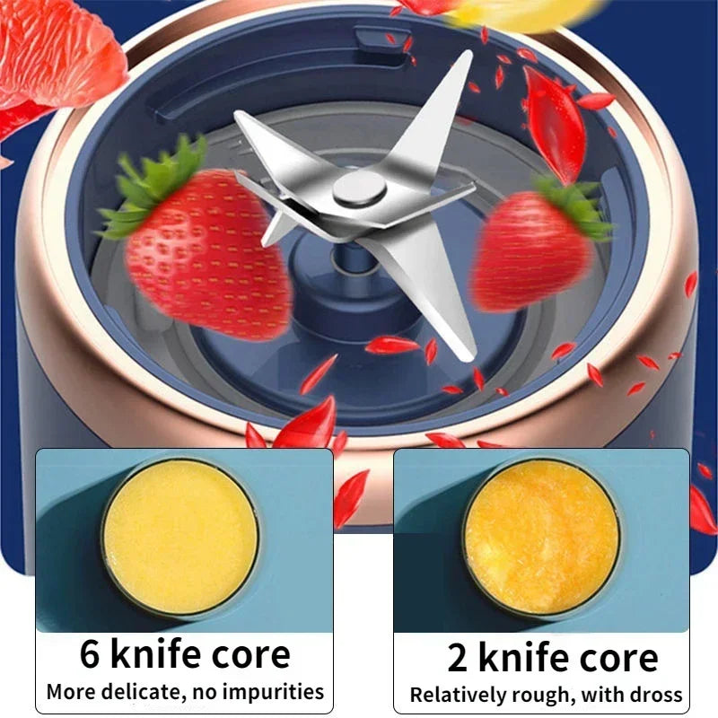 Juicer Cup Set Portable Mixer with 6 Blades Mixer Machine Automatic Smoothie Blender Lemon Orange Fruit Squeezer Travel