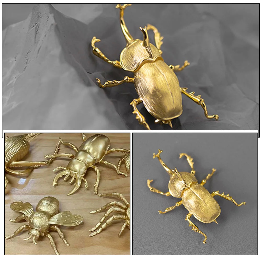 Gold Insects Toys Smooth Surface Sturdy Plastic Material Biology