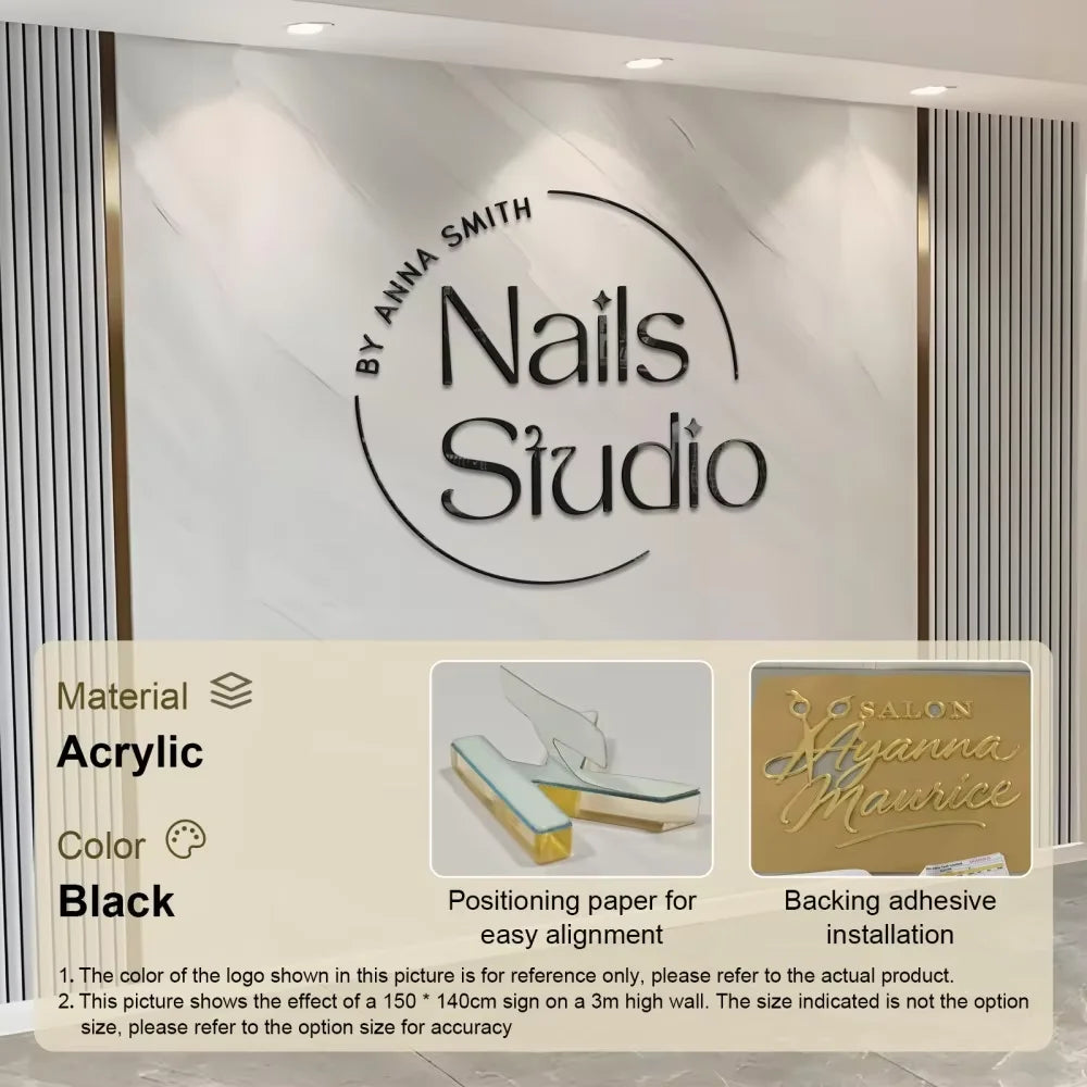 Customized 3D Business Logo Sign Laser Cut Acrylic Wall Mounted Name Sign Beauty Salon/Office/Shop/Home/Dental/SPA Decor