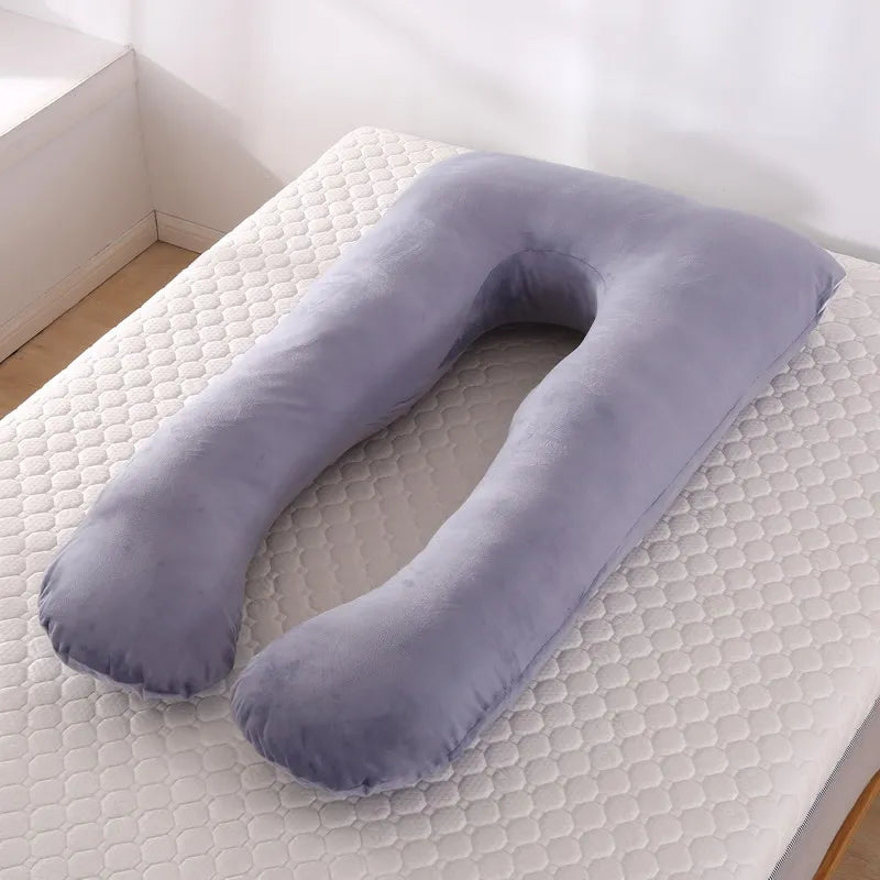 Soft Fleece U-shaped Pregnancy Pillow - Multi-function Maternity Body
