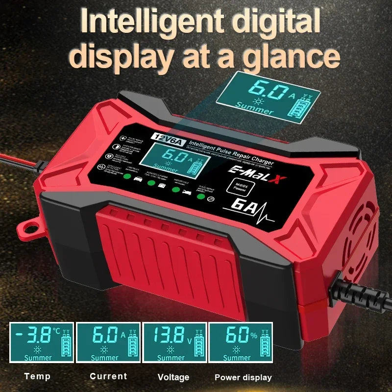 12V 6A Car Battery Charger Pulse Repair LiFePO4 14.6V