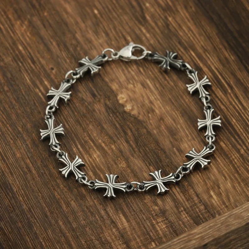 Punk Chain With Cross Necklace For Man Woman Hiphop Crosses Trend Jewelry Premium Clavicle Chain Gothic Bracelet Y2K Accessories