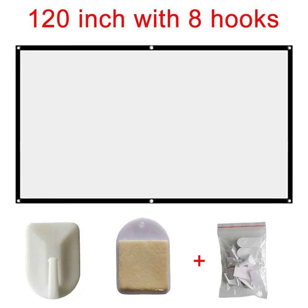 60-150 inch Foldable 16:9 Projector Screen Portable High Density White No Creases Soft Home Movie Theater HD Projection Screen