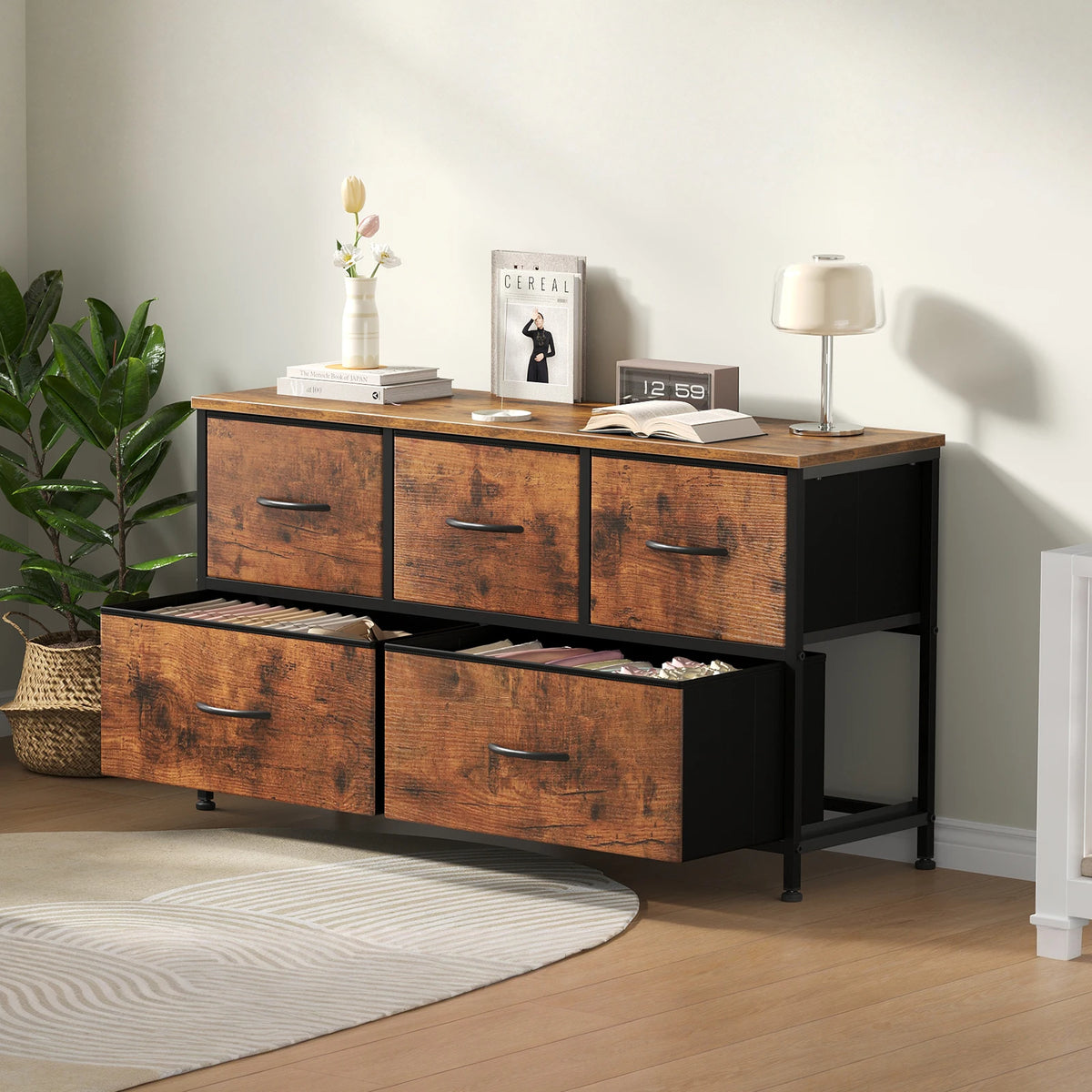 MCQ 5 Drawer Dresser for Bedroom Closet Chest Organizer