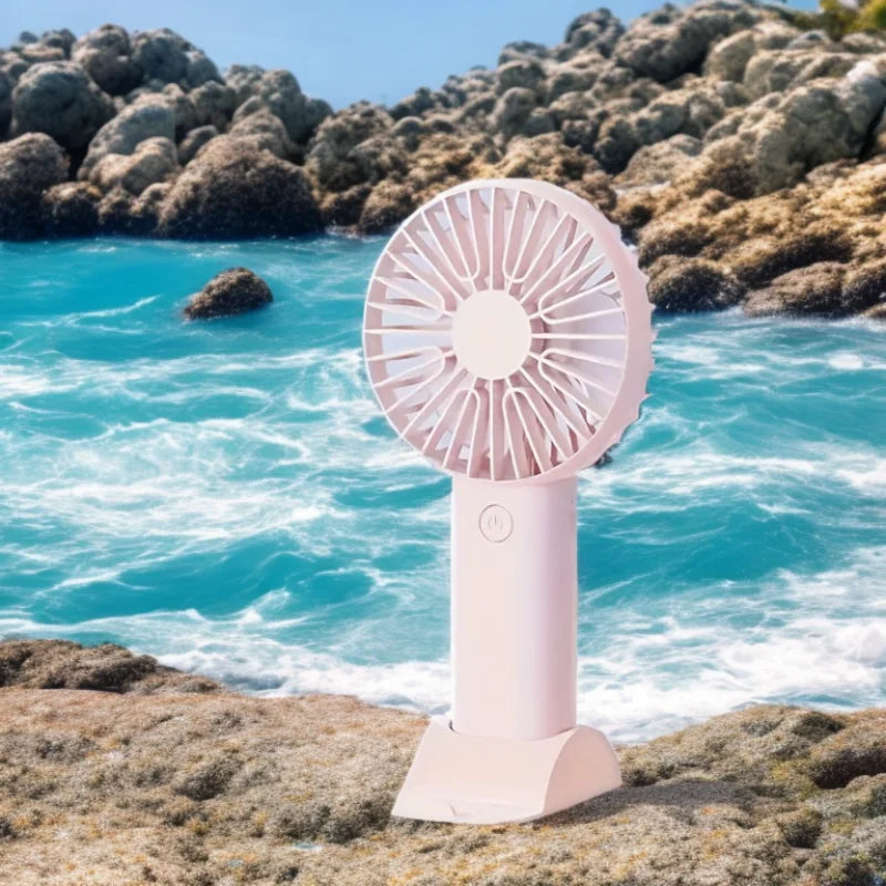 Summer Fashion Mini USB Charging Handheld Fan Desktop Small Fan With Mobile Phone Holder Portable And Simple Outdoor Small Fan
