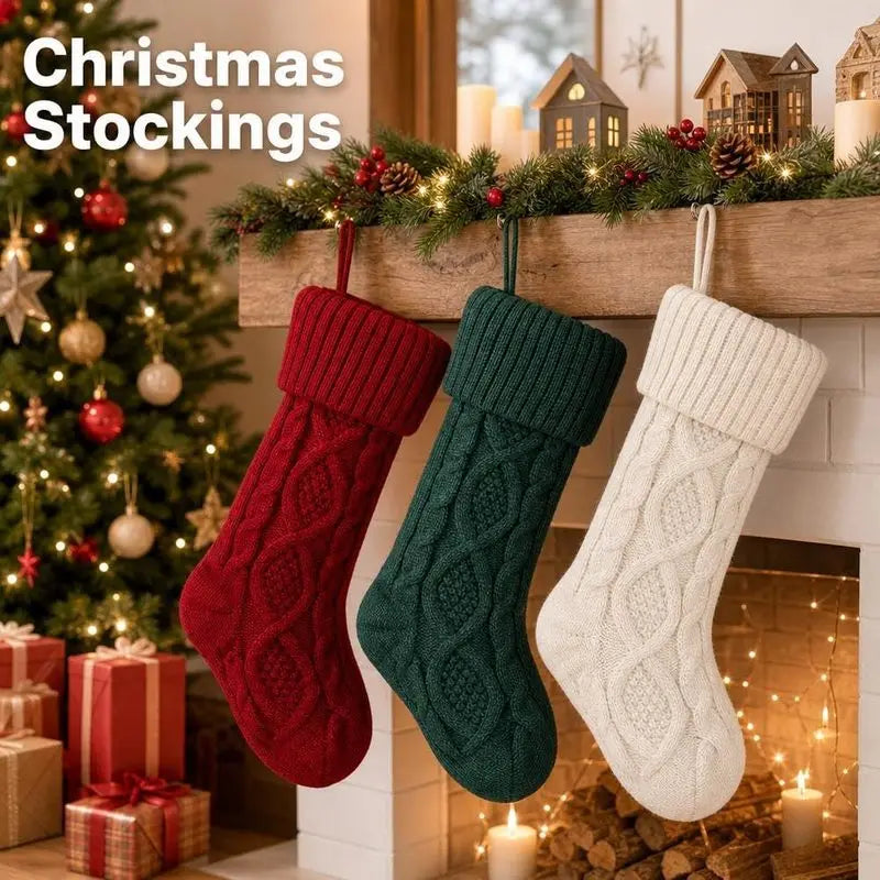 Knitted Christmas Stockings,Soft Xmas Stockings,Christmas Hanging Socks,Christmas Tree Decoration for Christmas Party
