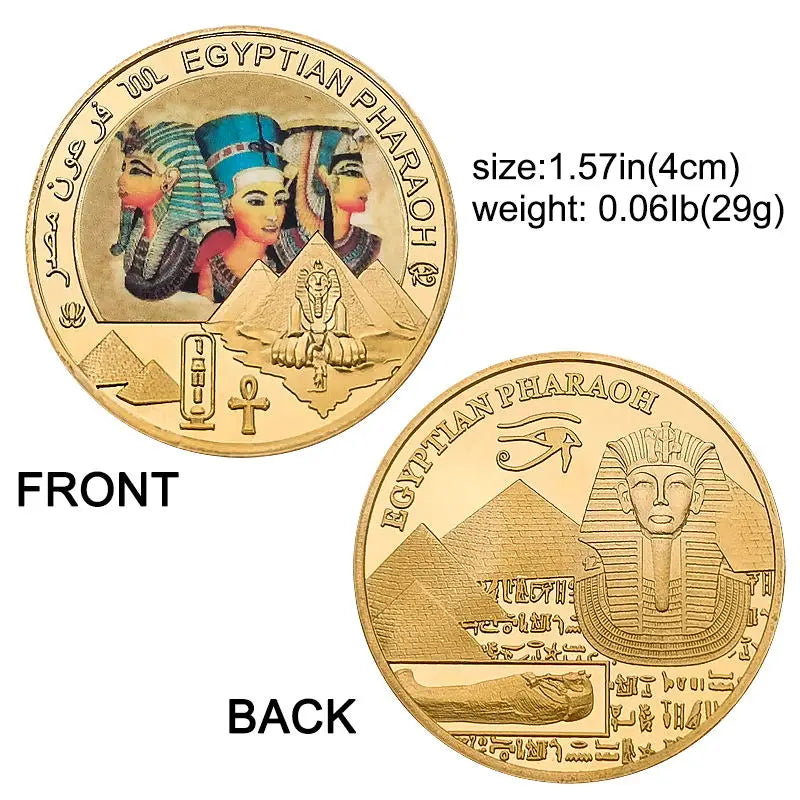 Egyptian Pharaoh Gold Plated Commemorative Coin Egypt Challenge Coin Art Craft Souvenir Business Gift for Collection Home Decor