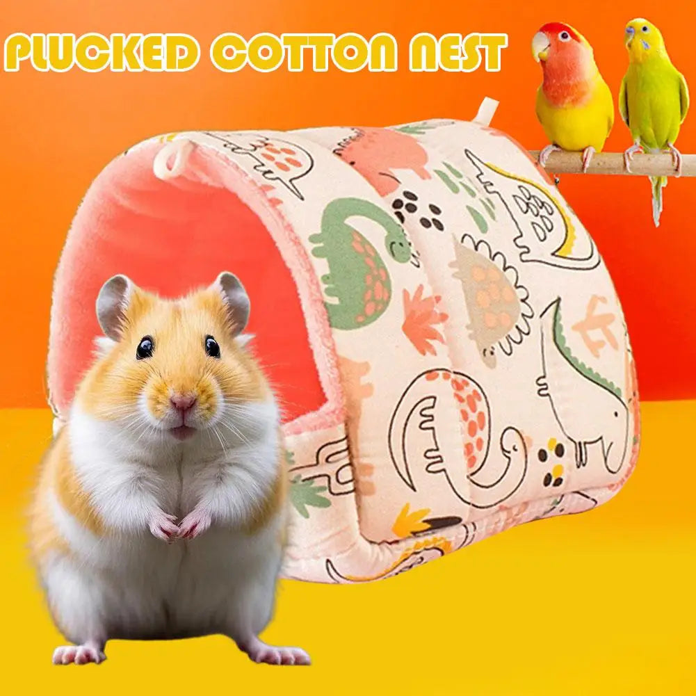 Winter Cute Cartoon Rabbit Squirrel Mini Cage Guinea House Pig Pet Soft Animal Bed Mat Small Warm Hamster Nest Sleeping S5W0