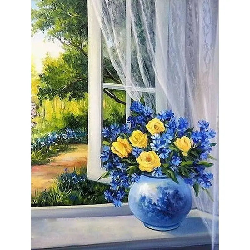 GATYZTORY Frame Painting By Numbers For Adults Coloring On Numbers Window Flower Gift Picture Drawing Paint Kit Diy Crafts