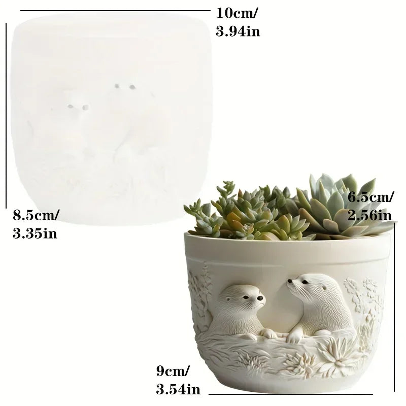 Sea Bay Canyon Relief Succulent Plant Flower Pot Resin Silicone Mold Mountain Range Sea Sunrise Relief Storage Box Gypsum Molds