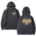 Autumn Winter Men women harajuku black Sweatshirt Eagle of Syria Double Sided Graphic Hoodie Unisex Fleece Long sleeve pullovers
