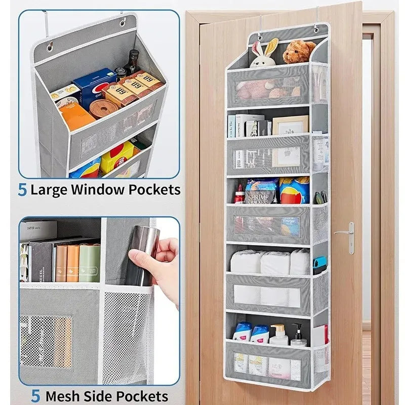  1pc Hanging Bag Storage Organizer Over Door Anti-Tilt Toy Storage Space Saving for Bedroom Bathroom Closet Home Organization
