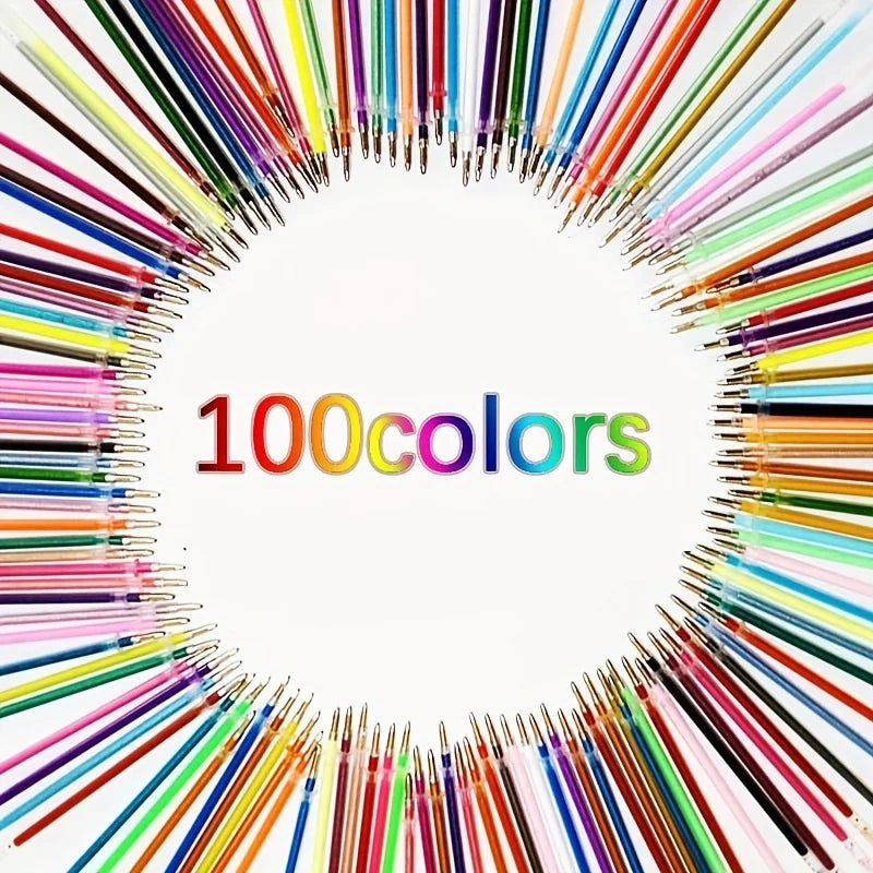 100pcs 1.0mm Glitter Pen Refills Set Flash Multicolor Gel Pen