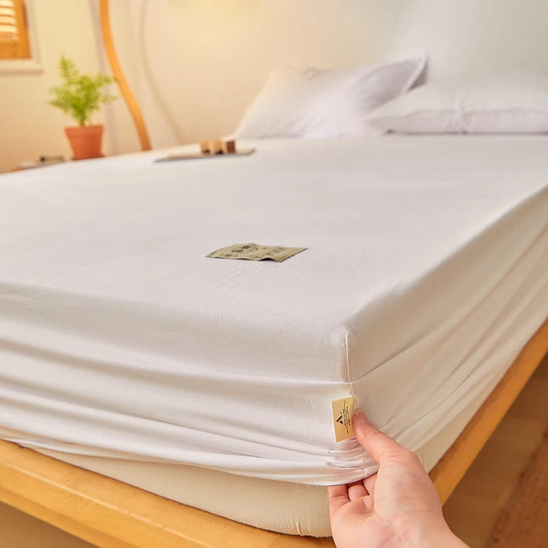 100% Cotton Mattress Covers Air-Permeable Anti-Pull Fitted Sheet No Pillowcase Elastic Bands Non Slip for Single Queen King Bed