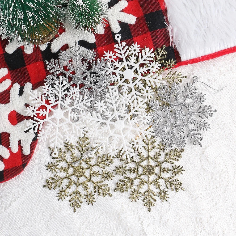 3/6Pcs Artificial Snowflake Christmas Decorations Xmas Tree Pendant Ornament for Home Decor Navidad New Year 2026 Party Supplies
