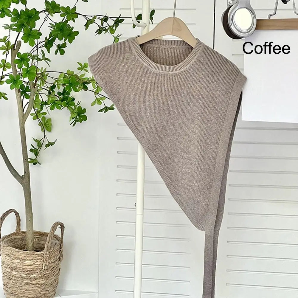 for Blouse Knitted Shawl Vest Solid Color Warm Triangle Beveled Edge Vest Clothing Accessories Polyester