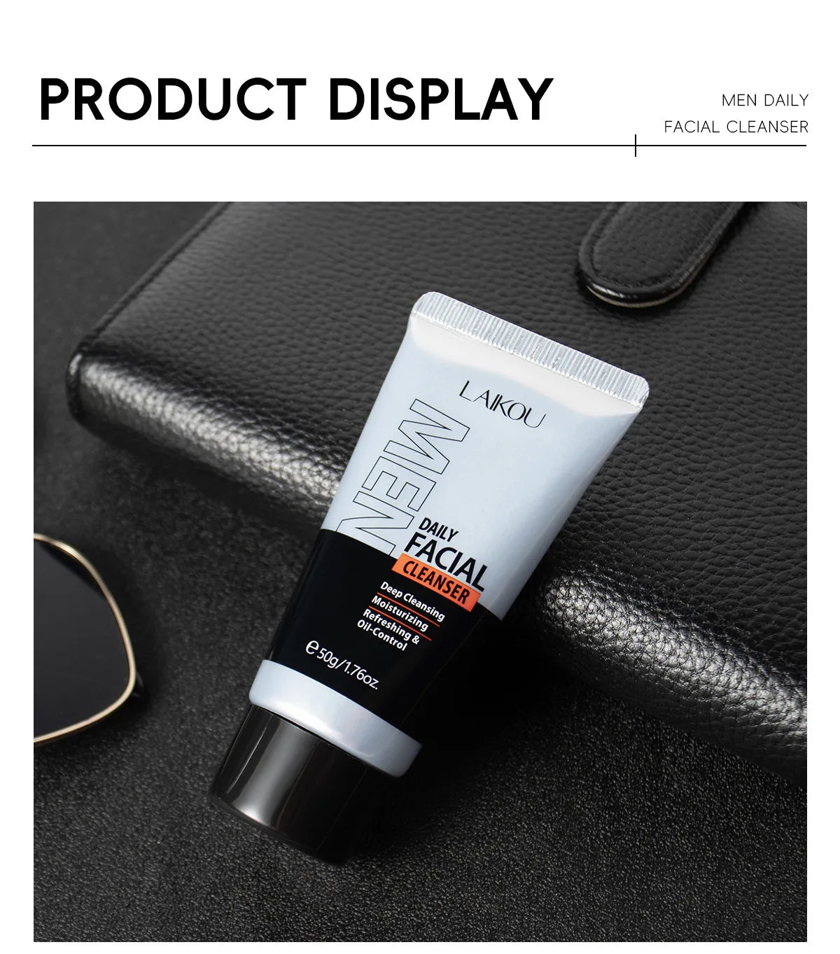 LAIKOU Men's Facial Cleanser, Moisturizing, Men's Skin Care, Oil Control, Blackhead Remover, Cosmetics, Deep Nourishment