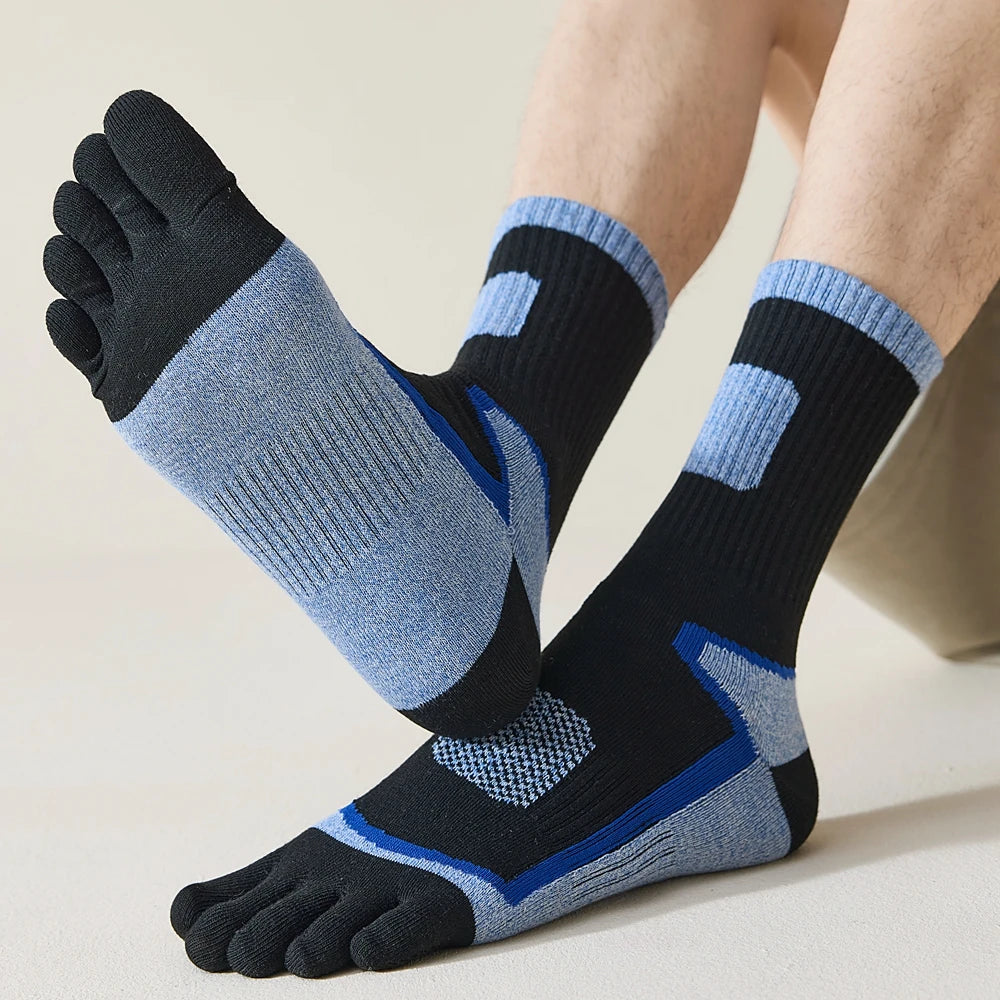3 Pairs Fleece Toe Socks Men Autumn Winter Warm Five Finger Socks Man High Quality Cotton Sports Crew Socks Running