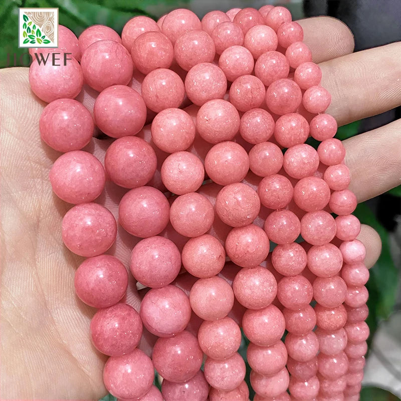 Smooth Light Pink Rose Chalcedony Jasper Beads Natural Stone