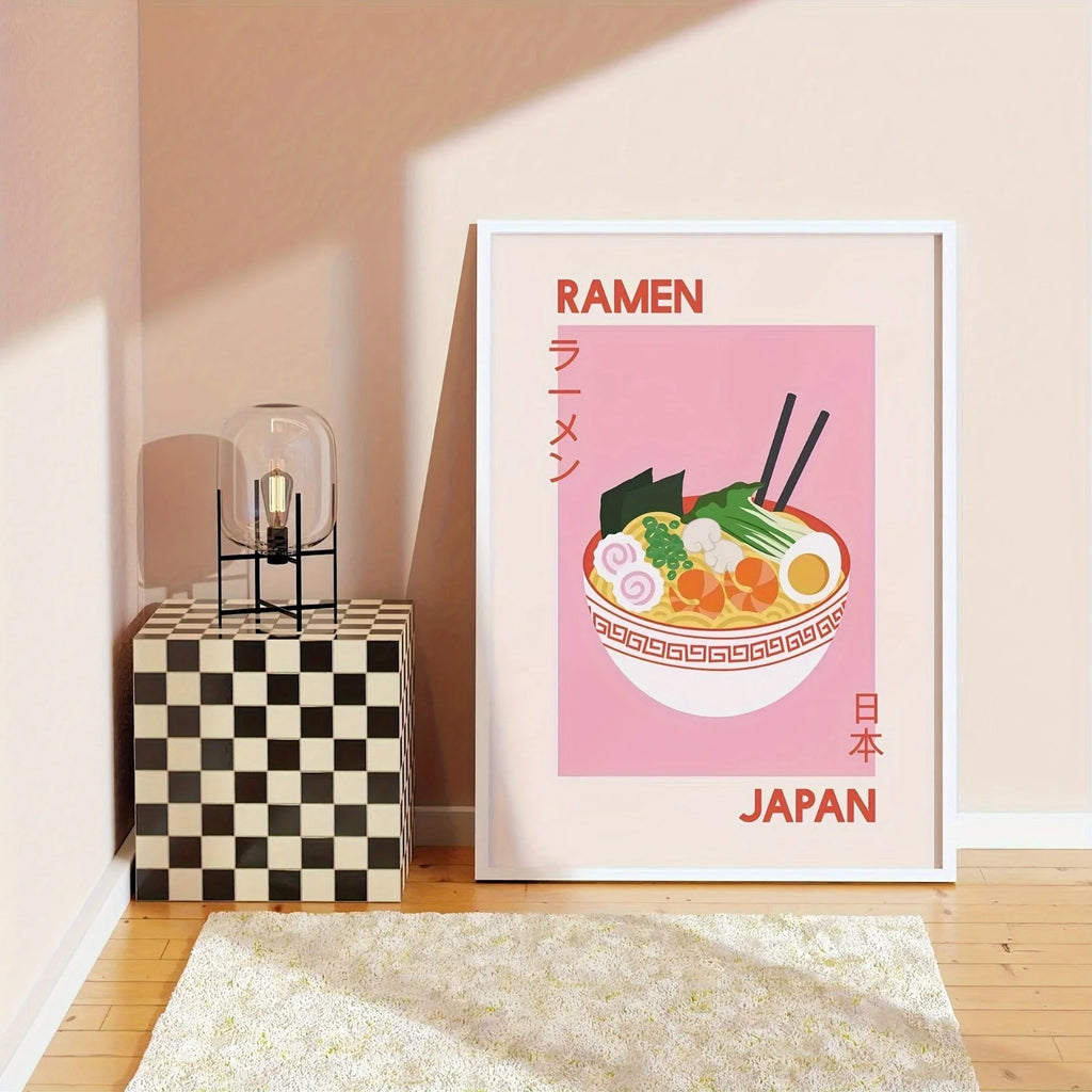 Japanese Ramen Art Canvas Prints Cartoon Ramen Food Theme Art Kitchen Posters for Modern Home Office Living Room Home Decor