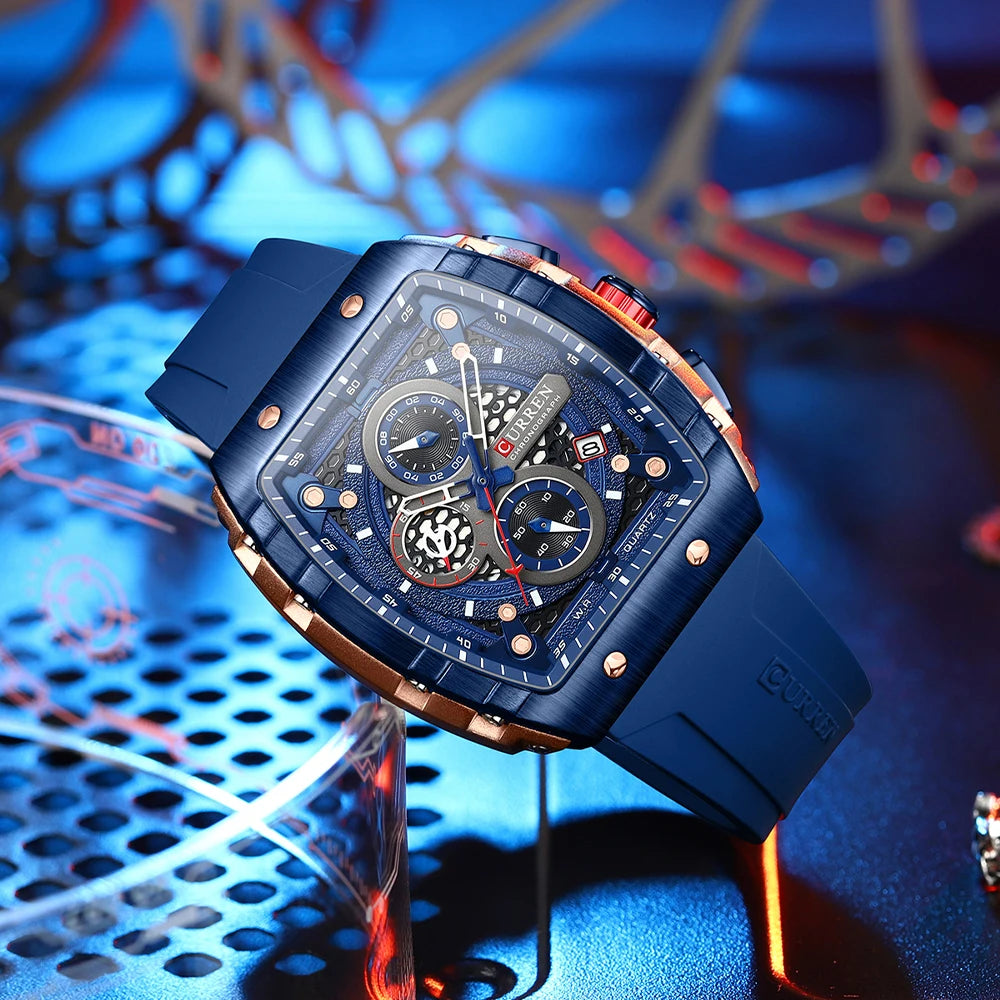 CURREN Fashion men watch brand unique square design luxury
