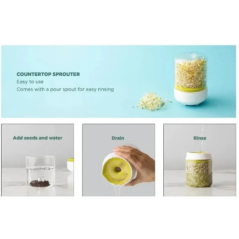 Countertop Sprouter Kit Reusable Seed Growing Container For Kitchen Gardening Bean Sprouts Germination Tray Supplies