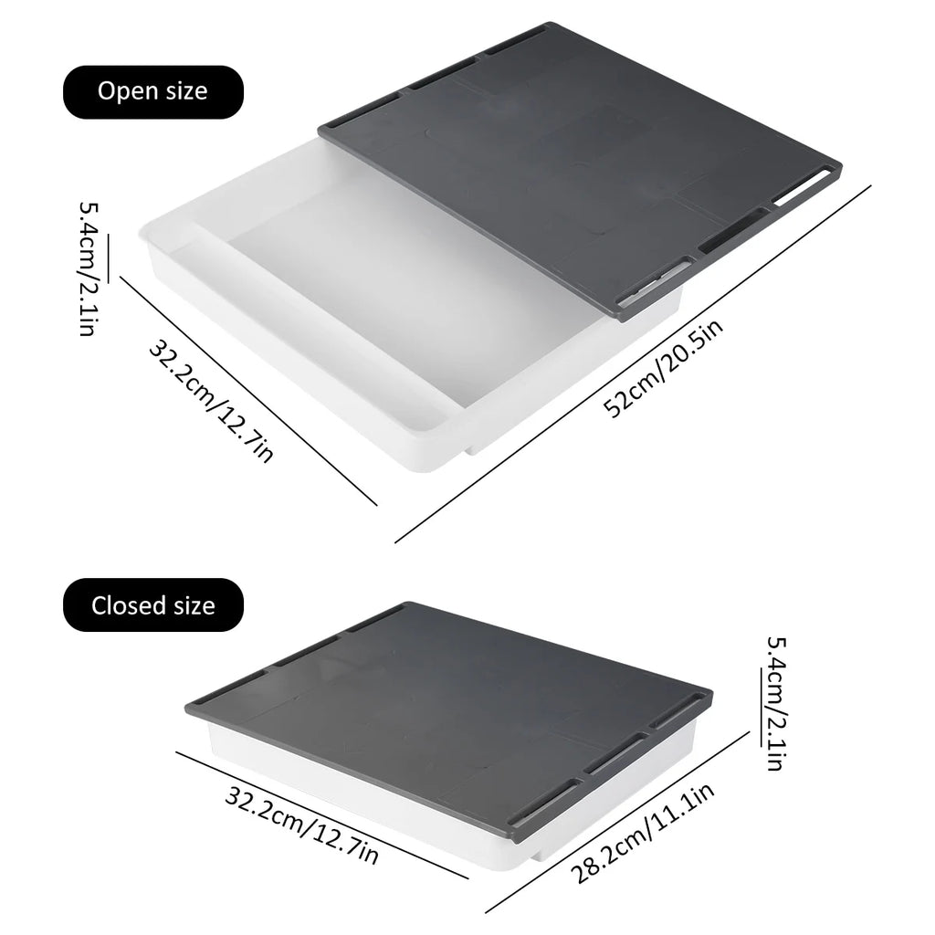 Under Desk Drawer Self-Adhesive Stationery Storage Box Multifunctional Hidden Under Desk Organizer for Home Kitchen Office Table
