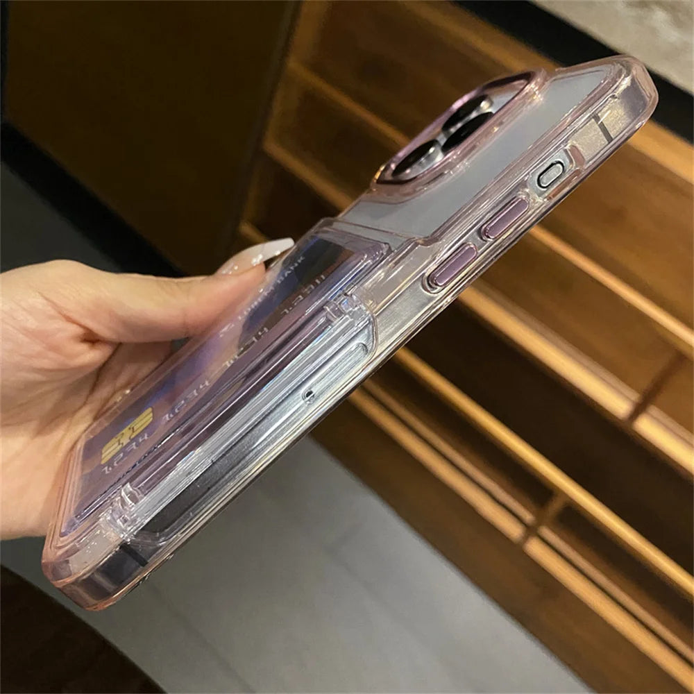 Transparent Card Slot Bag Holder Phone Case for IPhone 15 14 13 11
