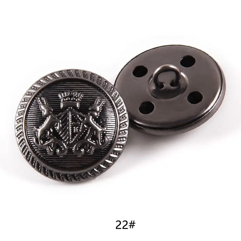 10pcs 15/20/25mm Metal Vintage Coat Suit Uniform Button Retro Copper Buttons Round Shank button DIY Sewing Ornaments