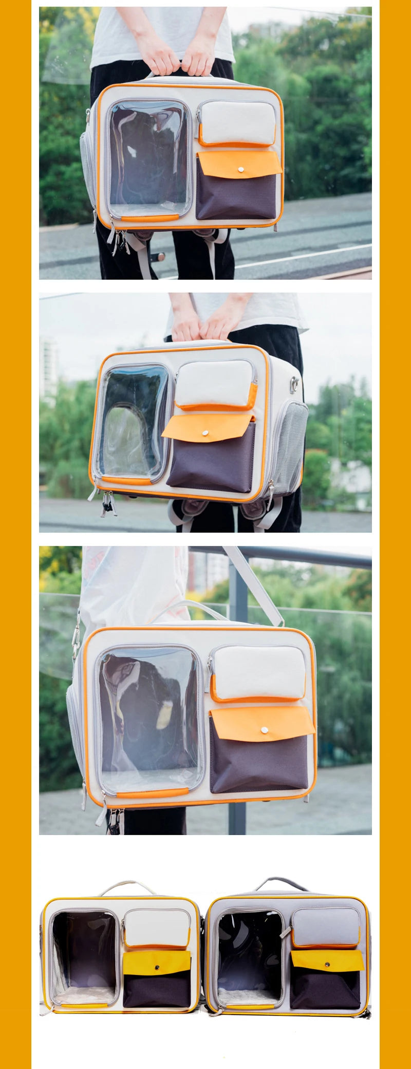 cat bag Cats Backpack transporter for cats Double shoulder pet backpack, crossbody bag,15KG can withstand weight,large space