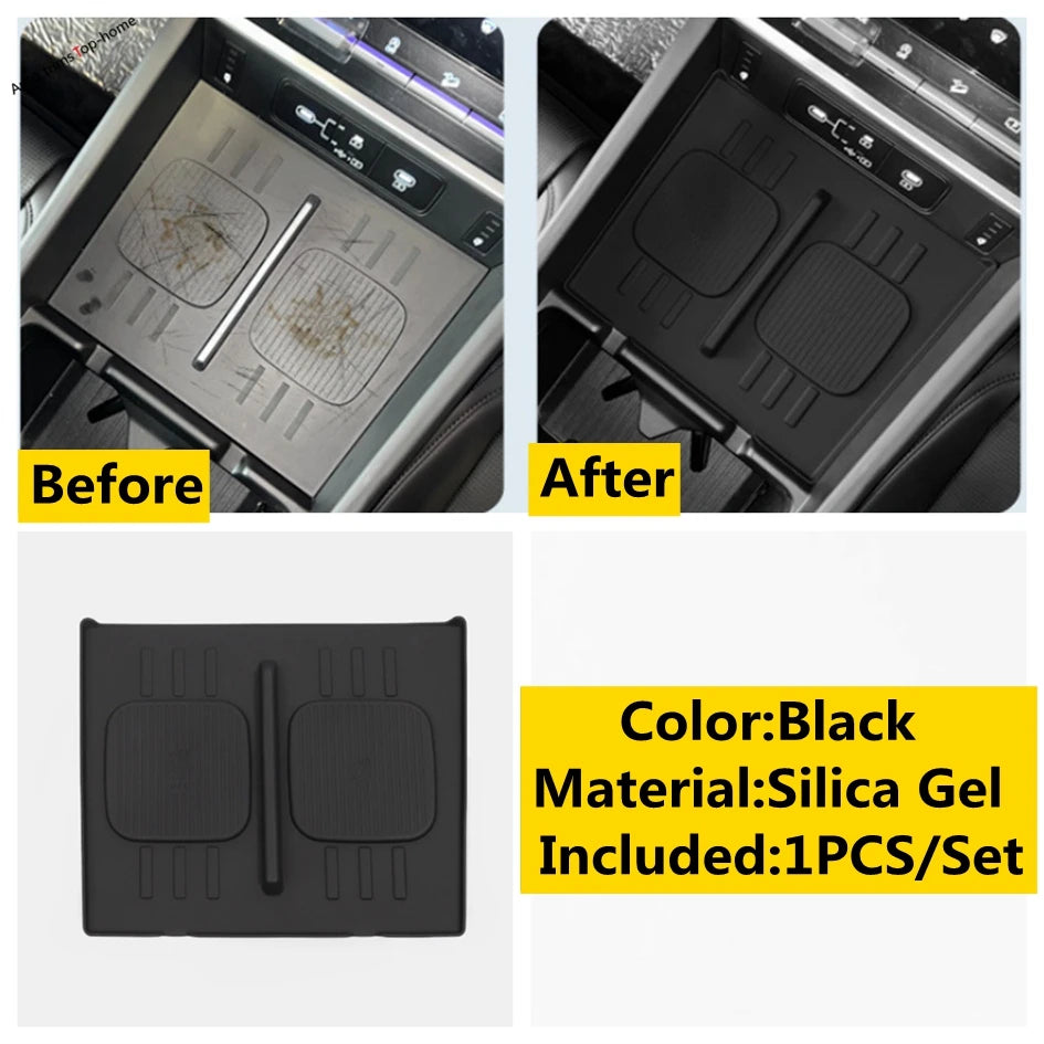 Silicone Center Console Wireless Charger Protection Pad upgrade Silica Gel Cover For Hyundai Santa Fe 2024 2025 Car Accessories