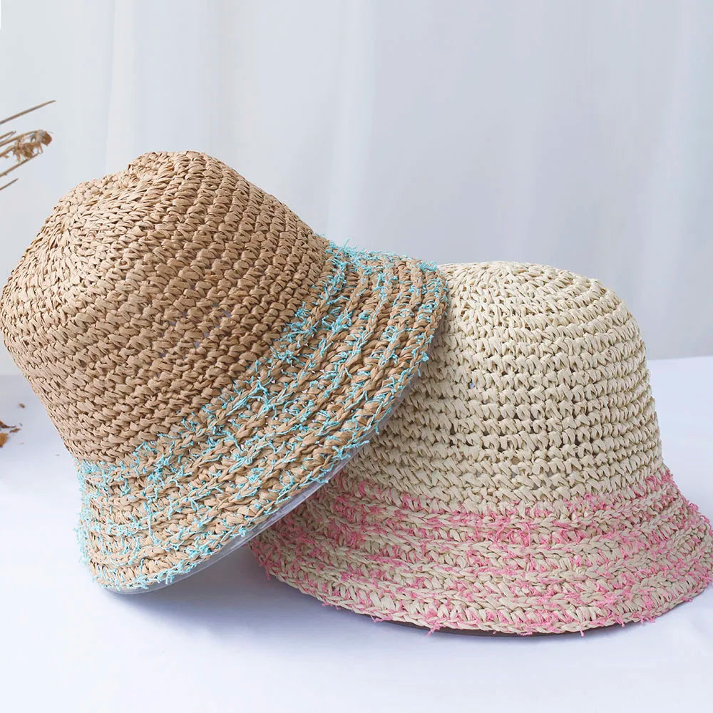 Y2K Beach Korean Straw Hat Summer Women Visor Bucket Hat Fisherman