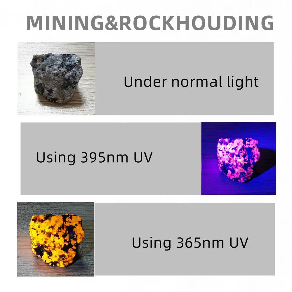 20W 395/365nm UV Flashlight USB Rechargeable Blacklight Curing Cat Tinea Pet Urine Stain Marker Leakage Ore Money Scorpion Light