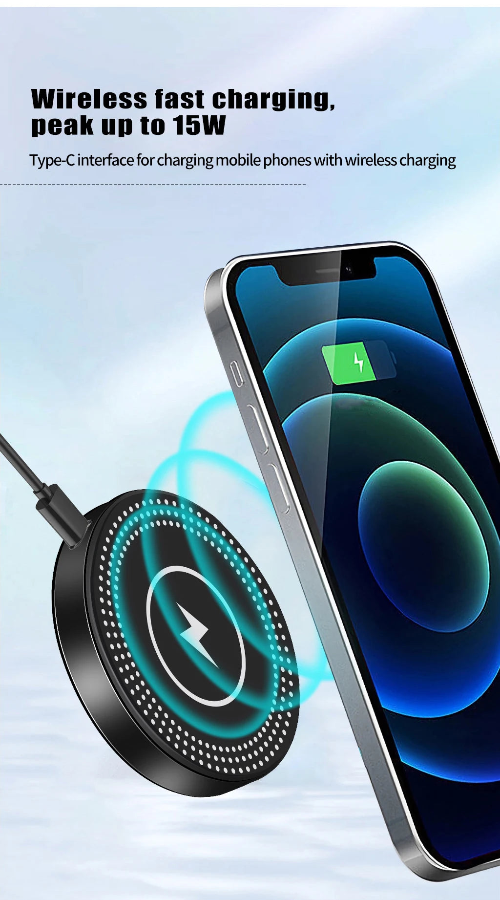 Mobile Phone Holder Stand Magnetic Wireless Charger 15W Tripod Adapter Mount Cold Shoe for Huawei Iphone Magnet Charging Station