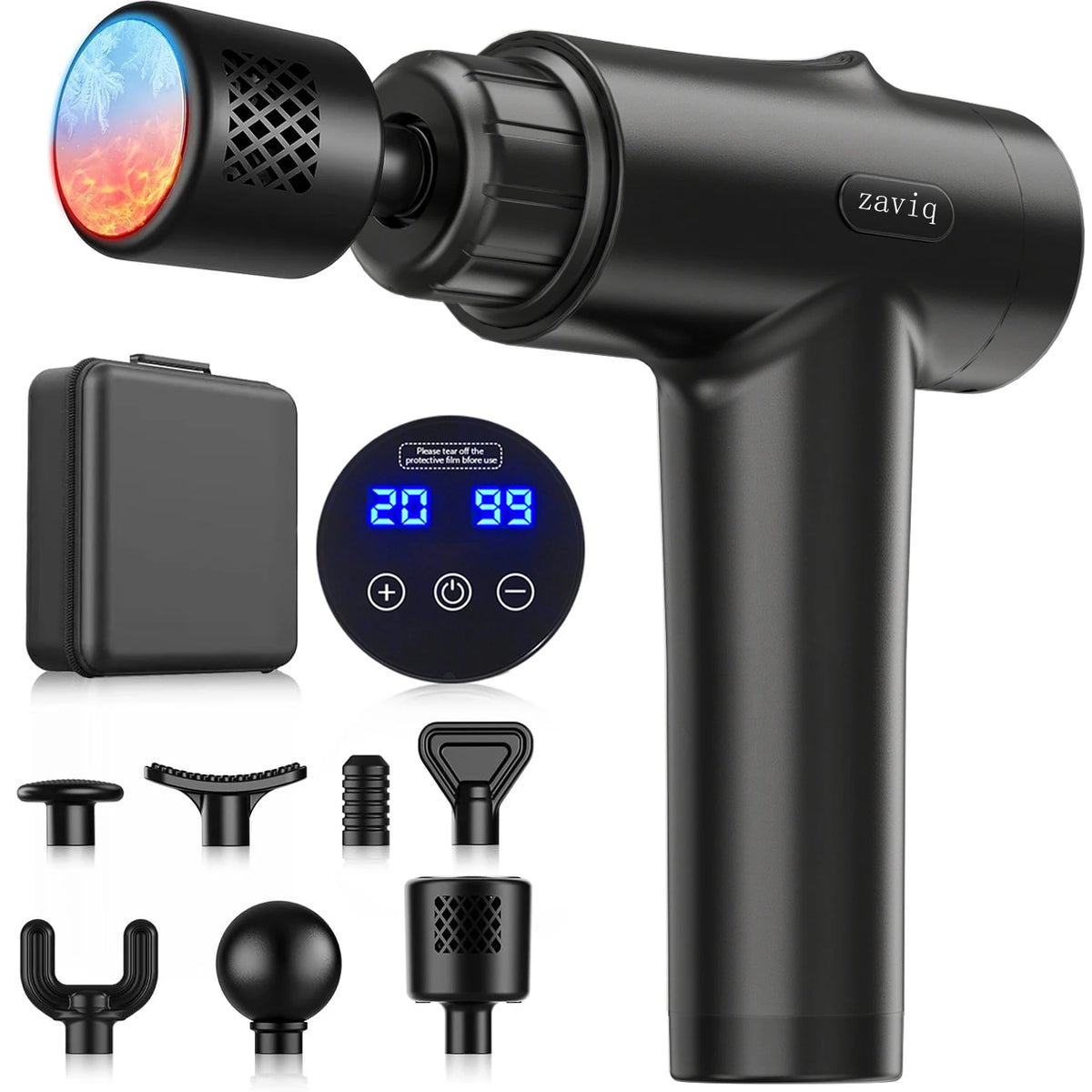 Hot and Cold Fascia Gun, Deep Tissue Massage Gun, Muscle Percussion Massager, 7 Silent Massage Heads, Comes with Storage Box, Perfect for Home/Office/Gym Relaxation, Great Gift for Christmas, Thanksgiving, Father's Day, for M