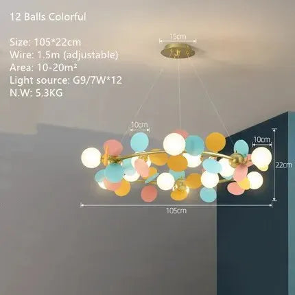 Modern Chandelier Grape Design Glass Pendant Light Indoor LED Nordic Light For Living Room Dining Hall Hotel Kitchen Island Lamp