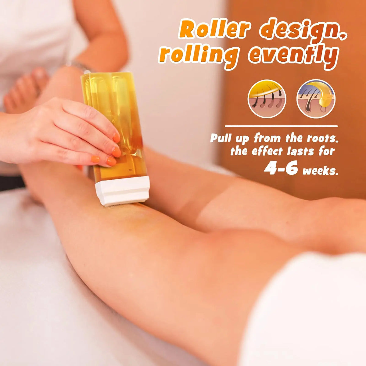 Painless Roll-On Wax Depilatory Honey & Aloe Vera Wax Cartridge