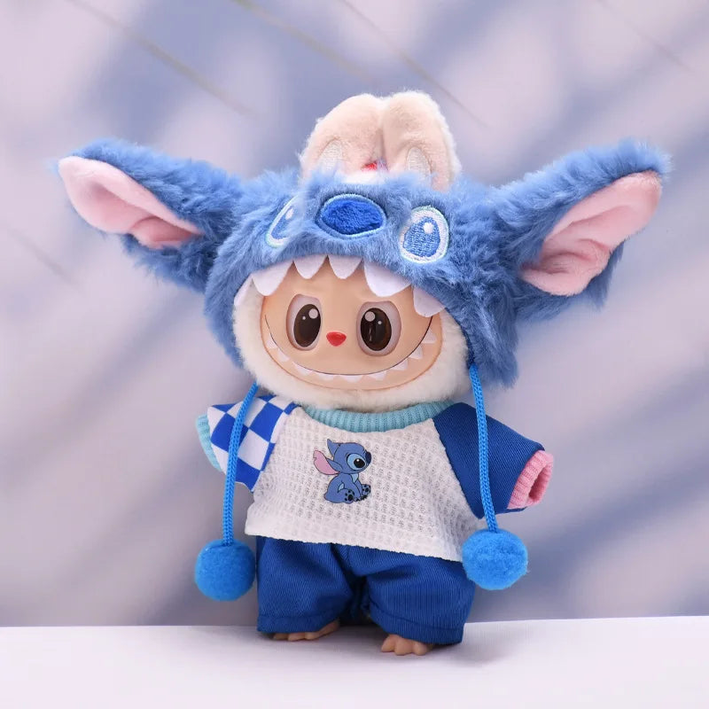 Kawaii Stitch Doll Clothes 15-17Cm Plush Doll Clothes Hat Set Doll Replacement Cartoon Doll Accessories Pet Clothes