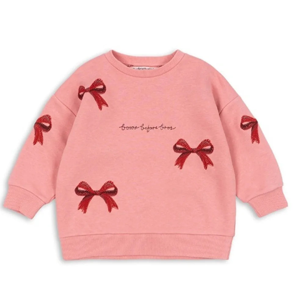 Kids Sweatshirt and Pant Set 2025 Autumn Heart Cherry Print Girls Dress Long Sleeve Boy Hooded Hoodies Pullover Casual Trousers