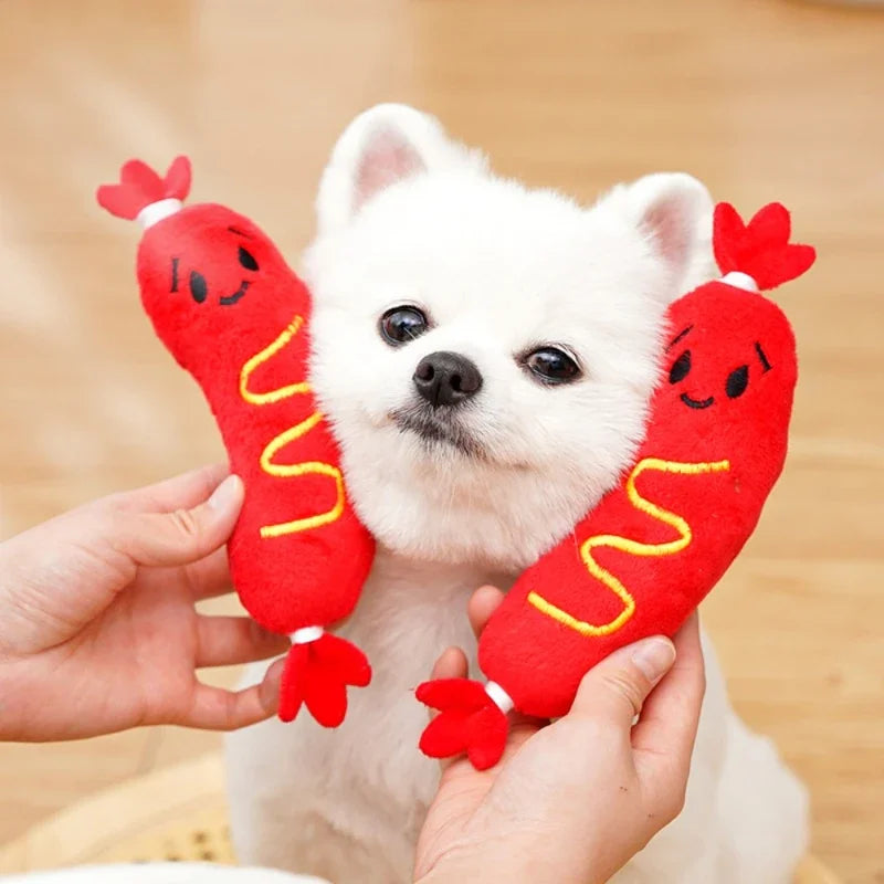 Dog Sound Plush Toy Hot Dog Chewing Toy Pet