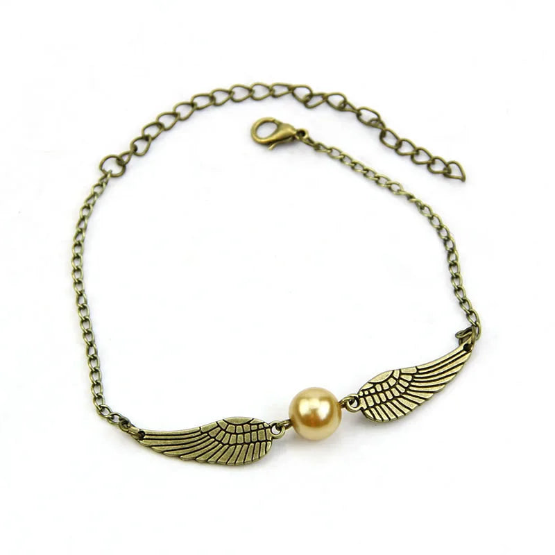 Vintage Jewelry Retro Tone Golden Snitch Pocket Wings Bracelet Pulseras for Men and Women Bijou Statement Jewelry