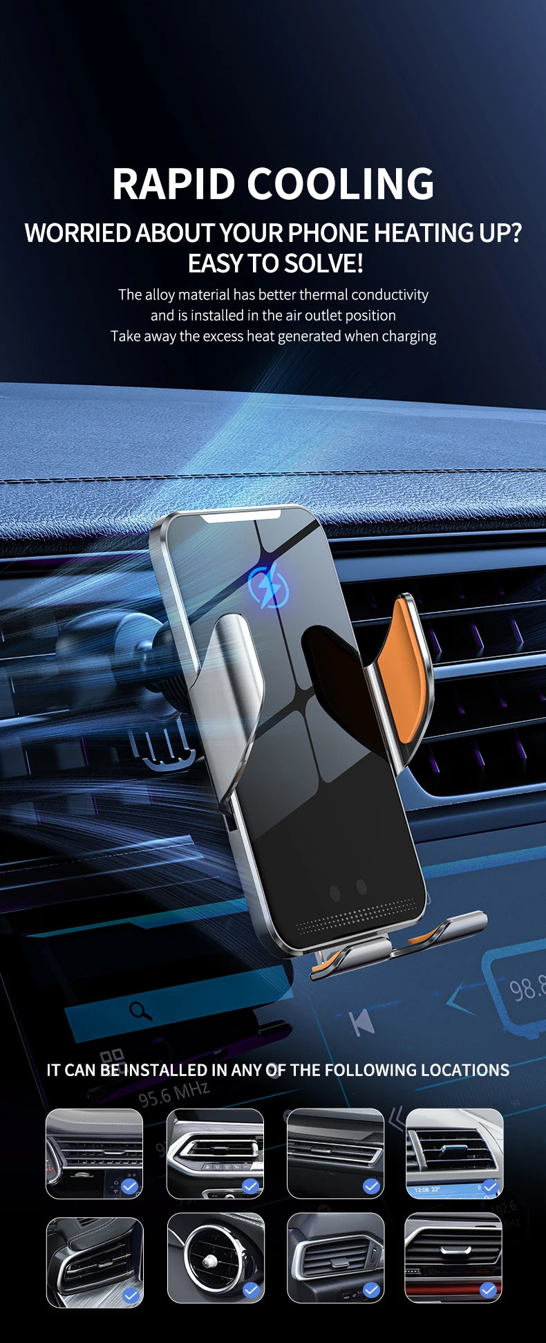 Car Wireless Charger Magnetic Auto Car Mount Phone Holder For iPhone 17 16 15 14 13 12 Samsung Infrared Induction Fast Charging